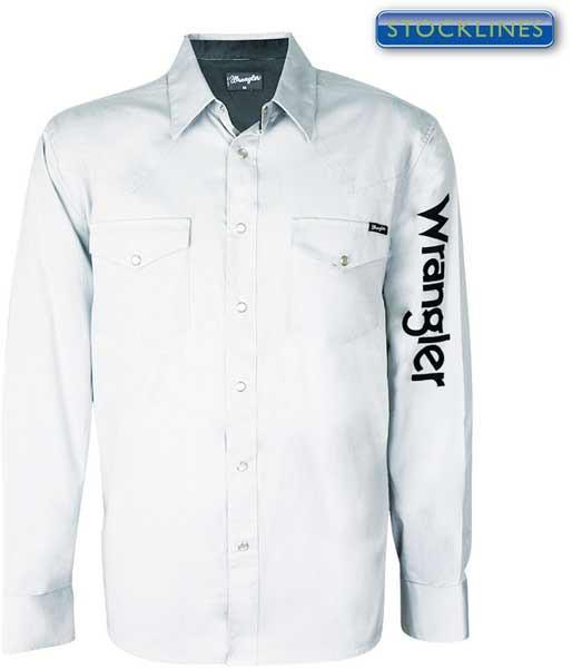 Wrangler Mens Logo Rodeo L/S Drill Shirt (XCP1116020) White S