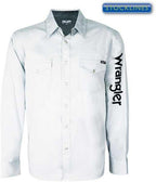Wrangler Mens Logo Rodeo L/S Drill Shirt (XCP1116020) White M