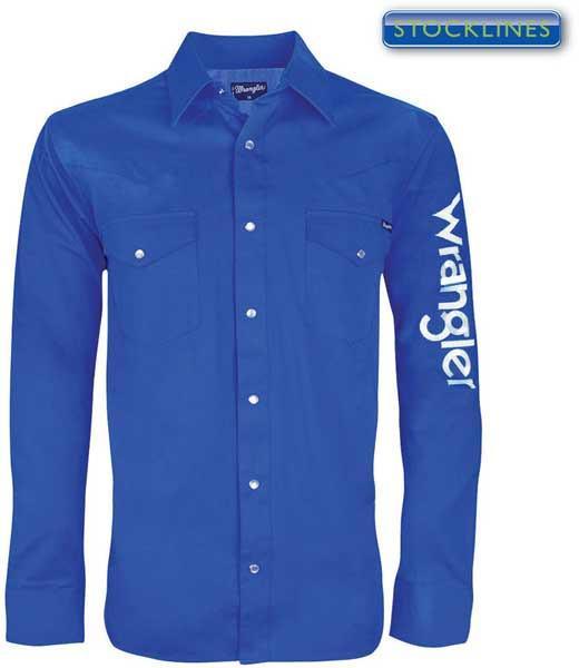 Wrangler Mens Logo Rodeo L/S Drill Shirt (XCP1116020) Cobalt S
