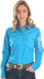 Wrangler Womens Logo L/S Drill Shirt (XCP2127020) Aqua 8