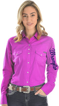 Wrangler Womens Logo L/S Drill Shirt (XCP2127020) Magenta 10