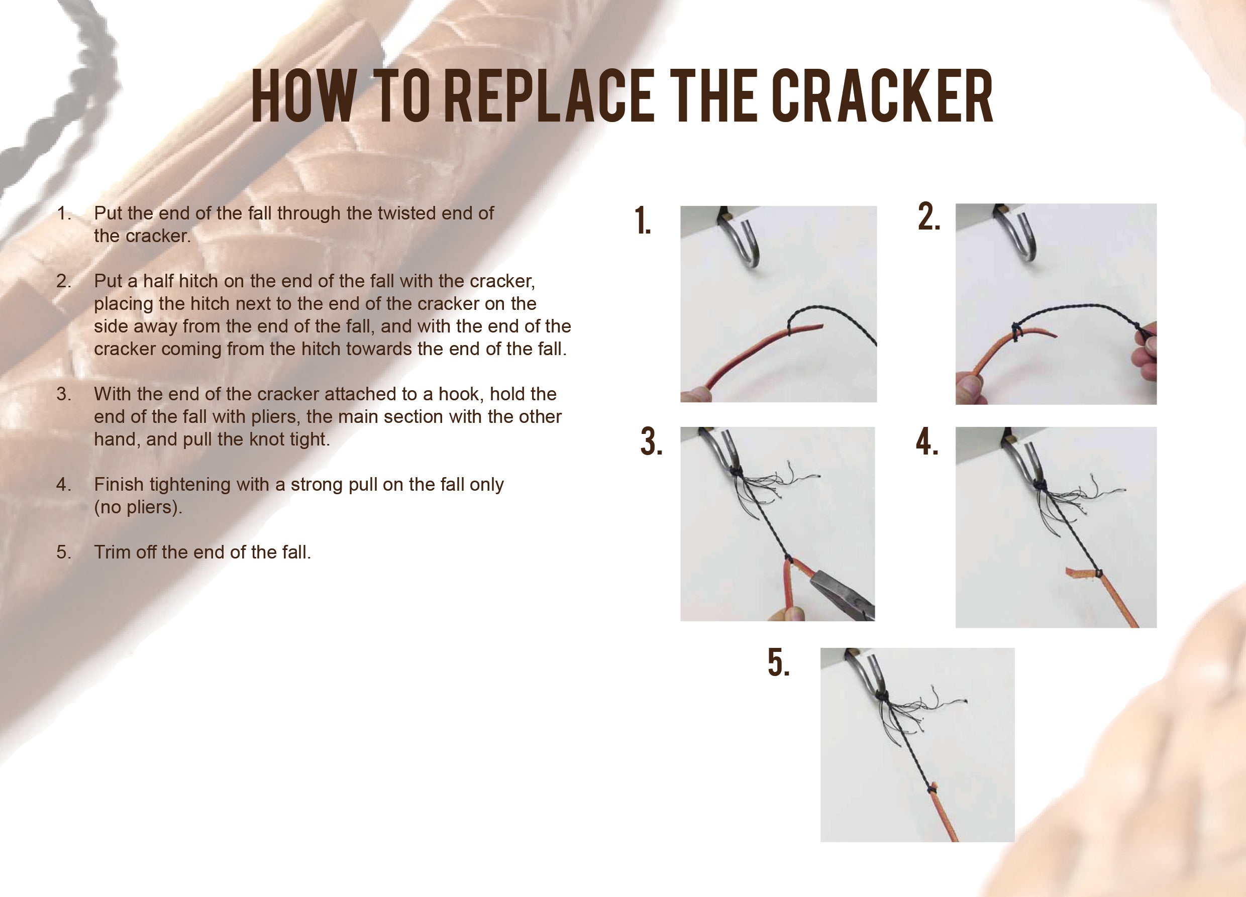 Instructions on how to replace a whip cracker
