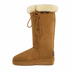 Wild Goose Premium Lace Up Long Sheepskin Ugg Boots (UB-532) Chestnut