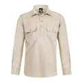 Workcraft Mens Lightweight Closed Front L/S Cotton Drill Shirt (WS3029) Cream