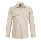 Workcraft Mens Lightweight Closed Front L/S Cotton Drill Shirt (WS3029) Cream