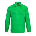 Workcraft Mens Lightweight Closed Front L/S Cotton Drill Shirt (WS3029) Electric Green
