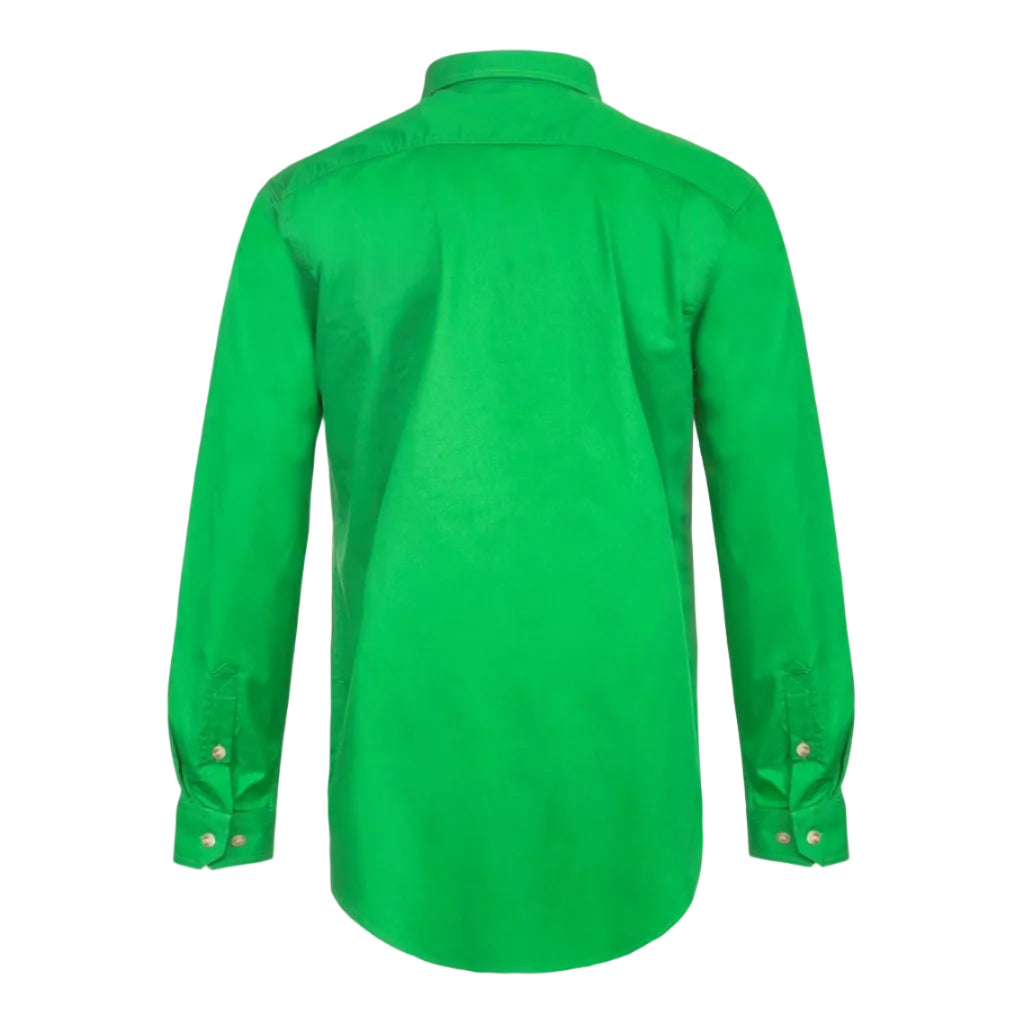 Workcraft Mens Lightweight Closed Front L/S Cotton Drill Shirt (WS3029) Electric Green