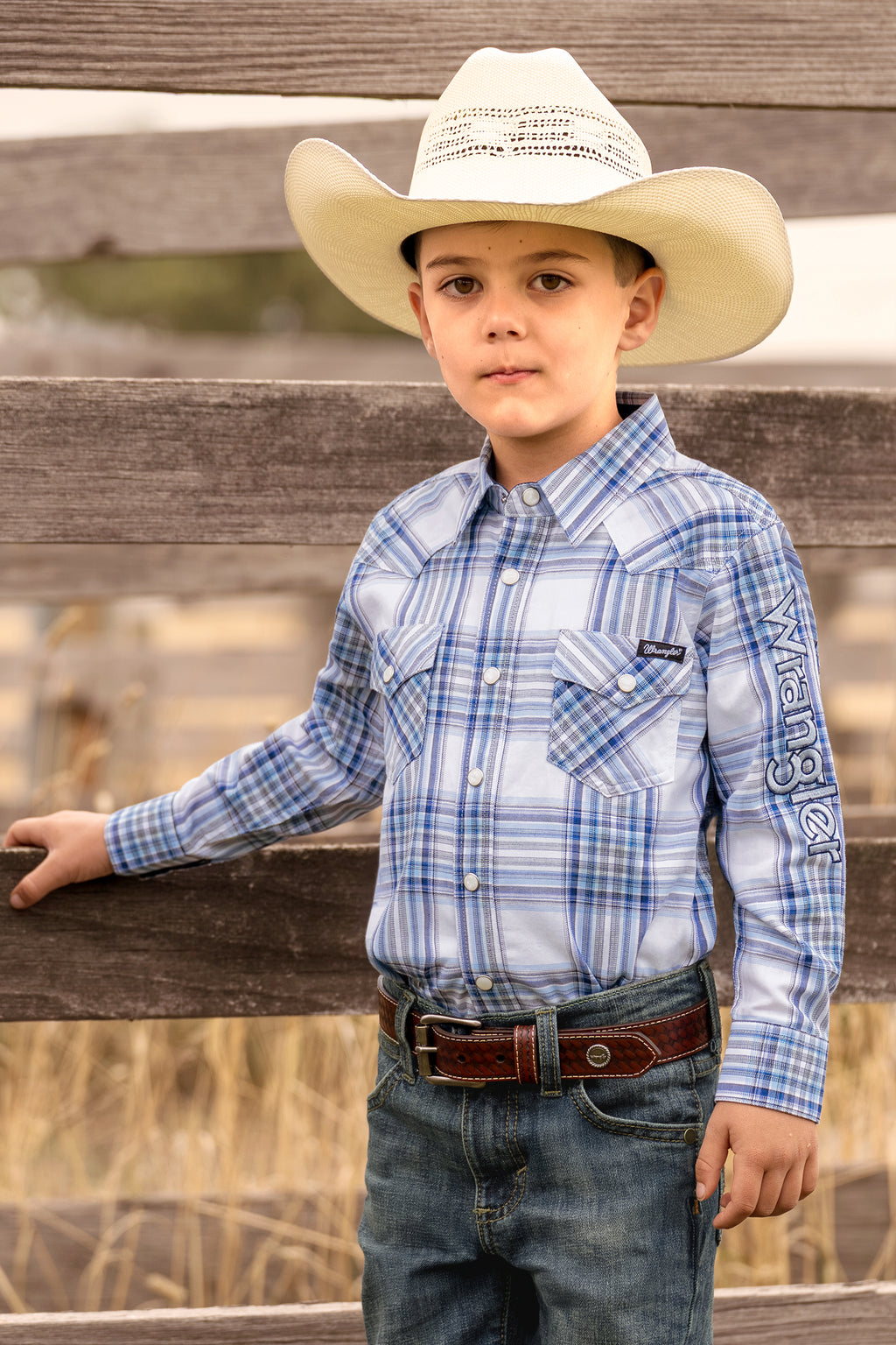 Wrangler Boys Eric Logo L/S Shirt (X6S3111667) Light Blue/Royal