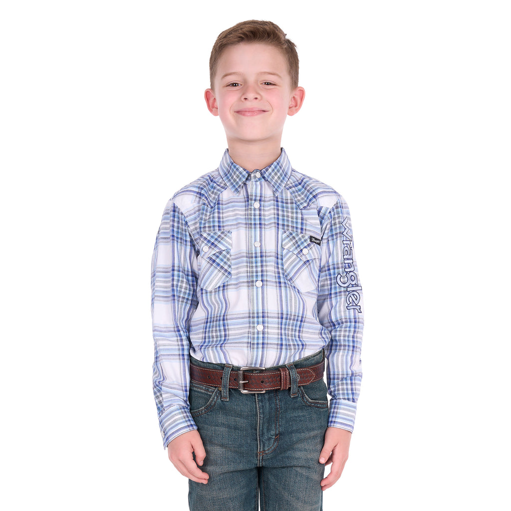 Wrangler Boys Eric Logo L/S Shirt (X6S3111667) Light Blue/Royal