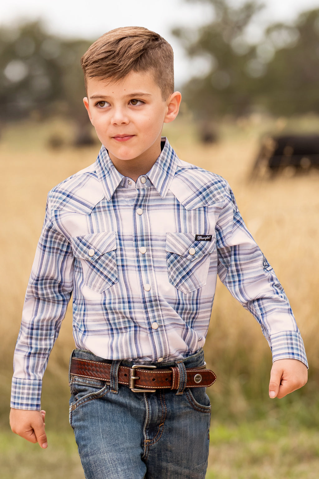 Wrangler Boys Eric Logo L/S Shirt (X6S3111667) Light Blue/Royal