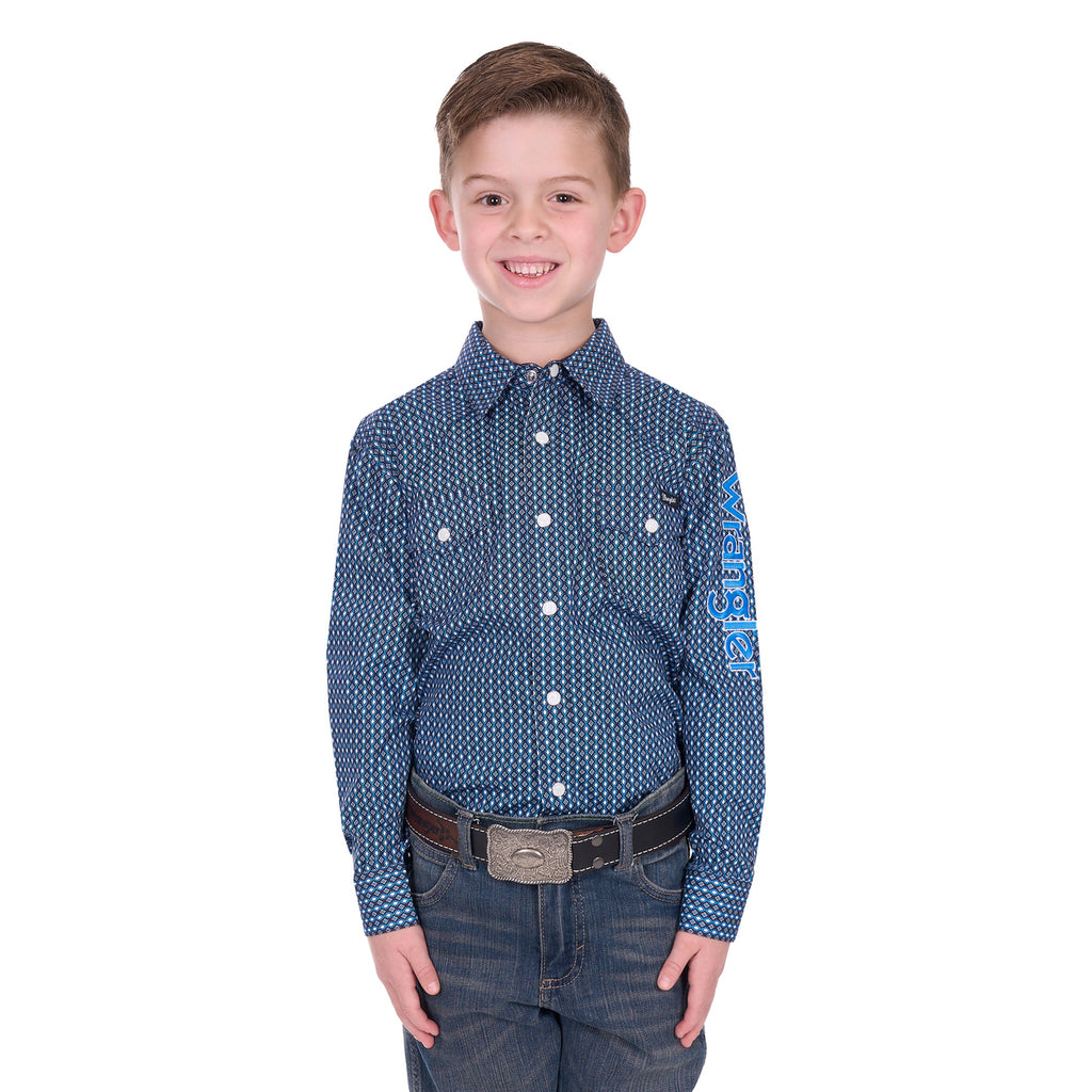 Wrangler Boys Kyle Logo L/S Shirt (X6W3111481) Navy/Blue