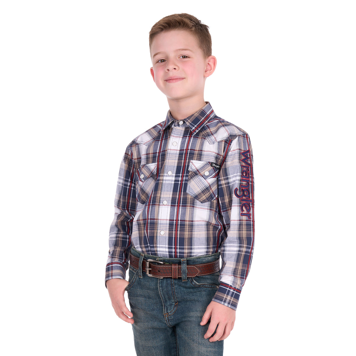 Wrangler Boys Shaun Logo L/S Shirt (X6S3111664) Navy/Red