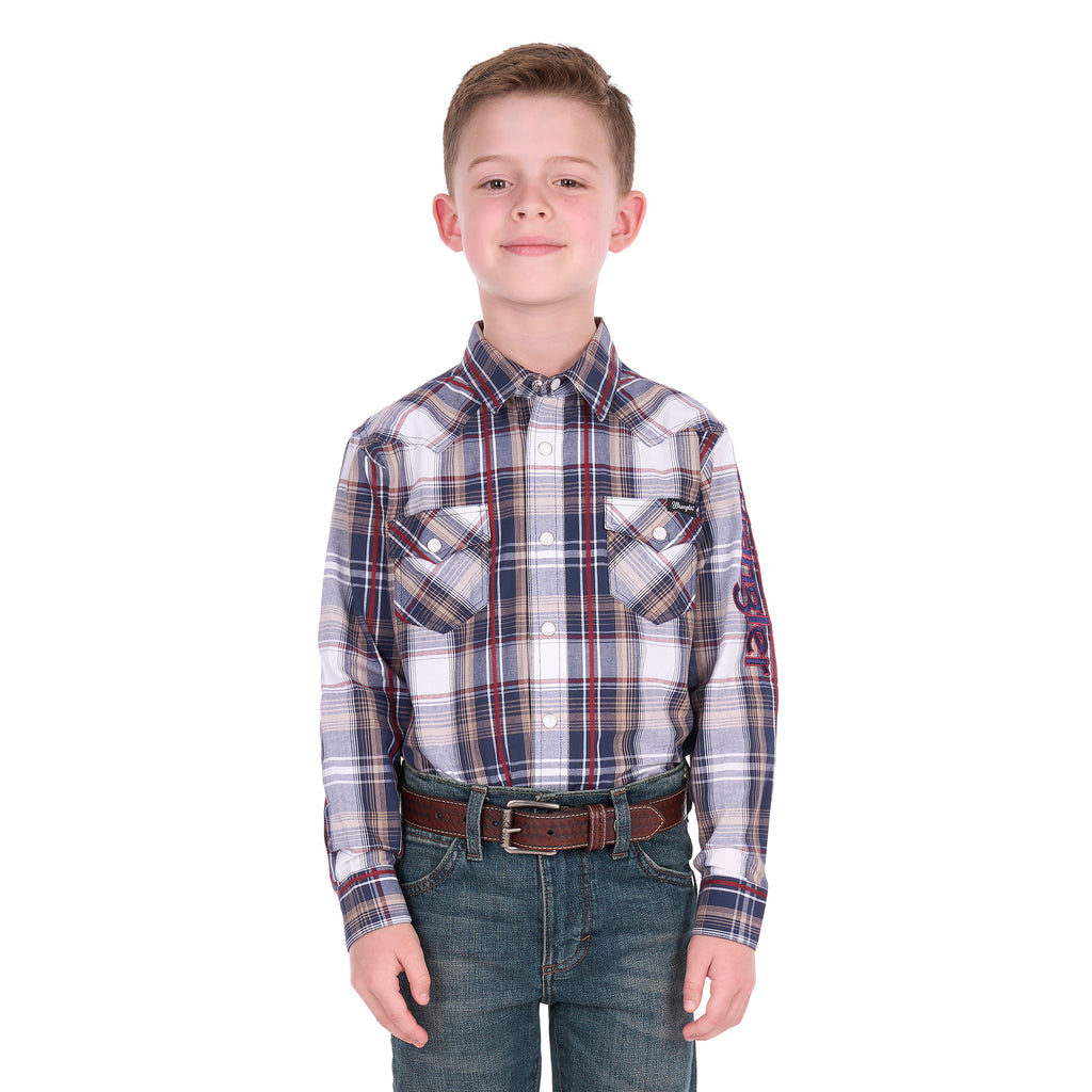 Wrangler Boys Shaun Logo L/S Shirt (X6S3111664) Navy/Red