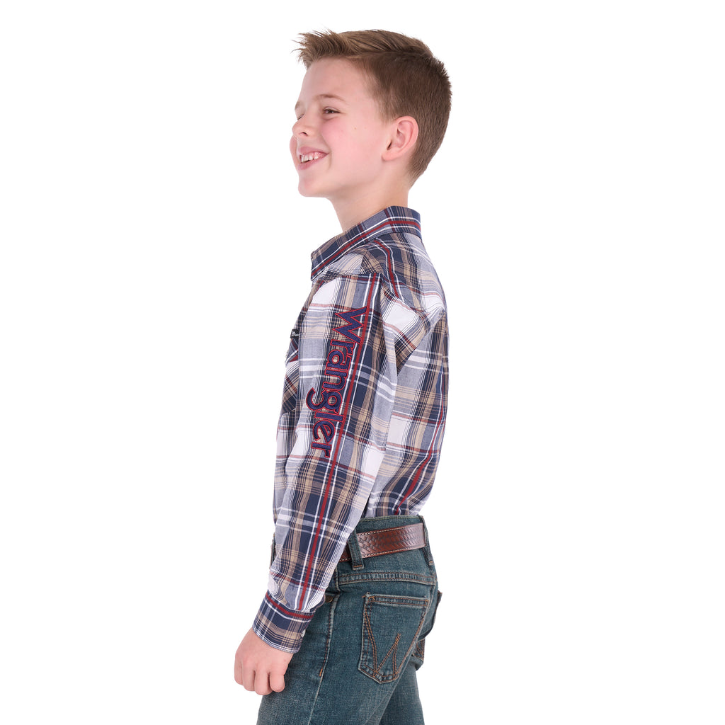 Wrangler Boys Shaun Logo L/S Shirt (X6S3111664) Navy/Red