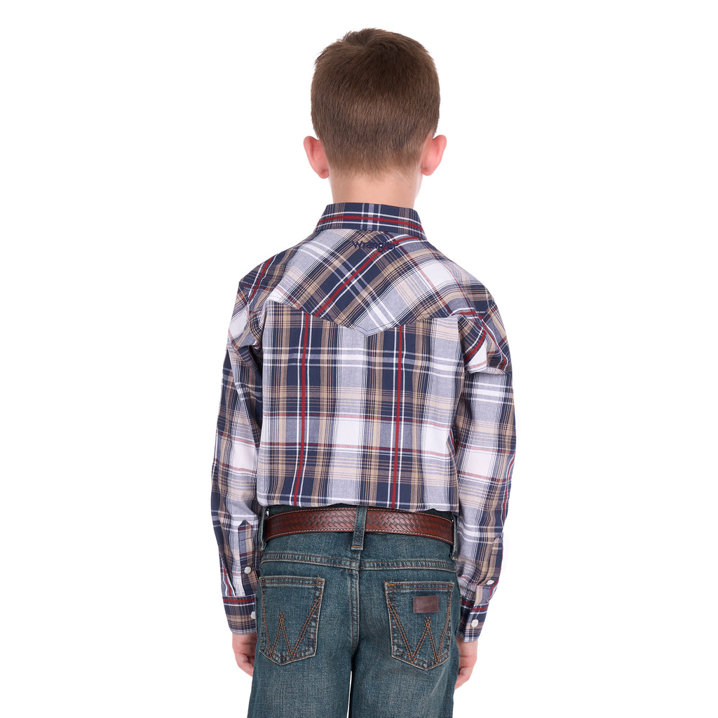 Wrangler Boys Shaun Logo L/S Shirt (X6S3111664) Navy/Red