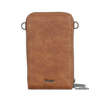 Wrangler Camile Wallet Bag (X6S2977BAG) in tan showing the PU faux leather back on a white background.