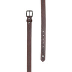 A brown woven dark tan Wrangler Children's Denny Belt (XCP7951BLT) with a silver-toned metal buckle and a circular silver Wrangler concho on the tip, shown on a plain white background.