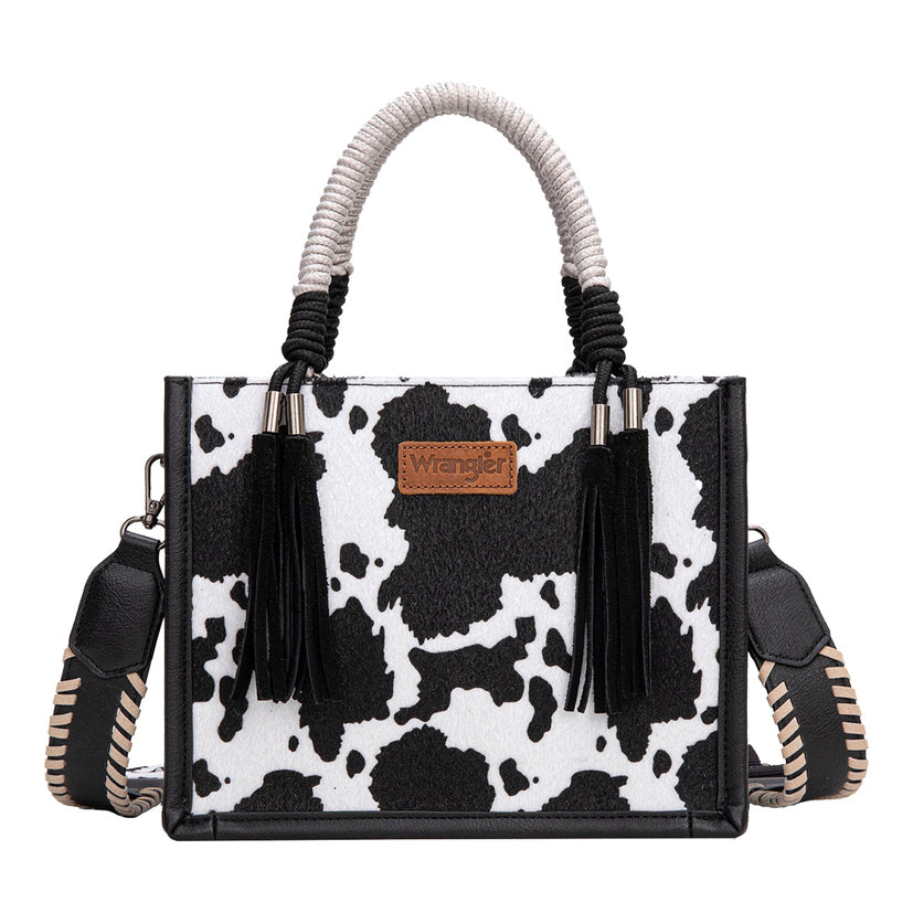 Wrangler Cow Print Tassel Crossbody Bag (X6W4901BAG) Black