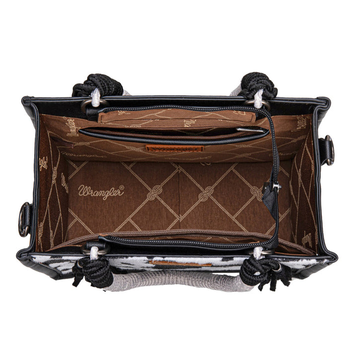 Wrangler Cow Print Tassel Crossbody Bag (X6W4901BAG) Black