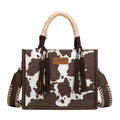 Wrangler Cow Print Tassel Crossbody Bag (X6W4901BAG) Chocolate