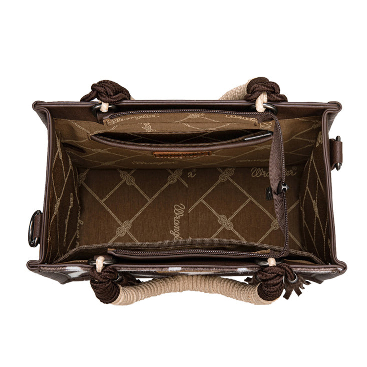 Wrangler Cow Print Tassel Crossbody Bag (X6W4901BAG) Chocolate