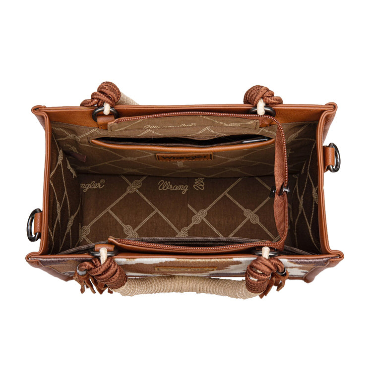 Wrangler Cow Print Tassel Crossbody Bag (X6W4901BAG) Tan