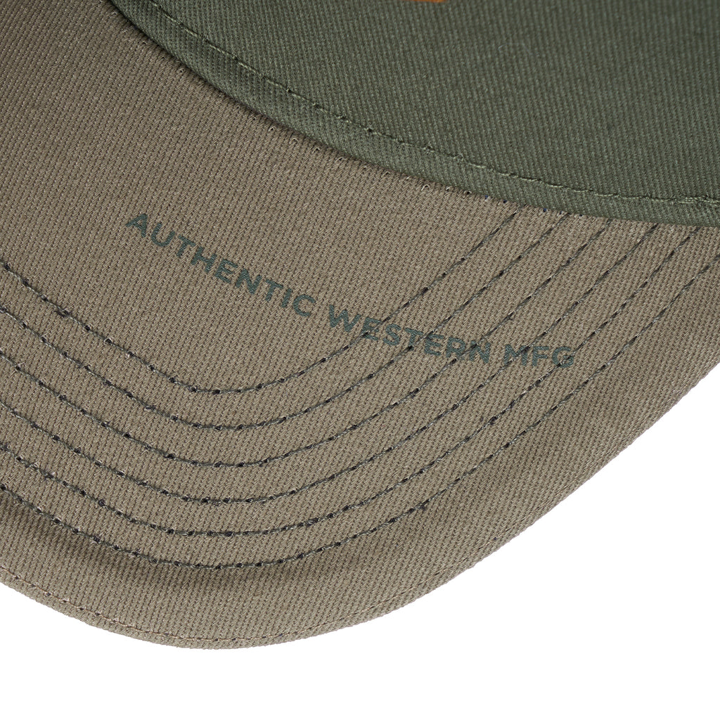 Wrangler Fritz High Profile Full Back Cap (XCP1947CAP) Cypress/Tan on a white background.