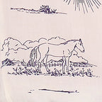A close up of part of the Wrangler Girls Ivory Logo Long Sleeve Shirt (X6S5127602) horse print on a cream base.