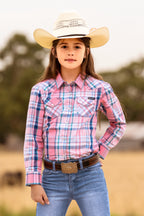 Wrangler Girls Kiara Logo L/S Shirt (X6S5129603) Blue/Pink