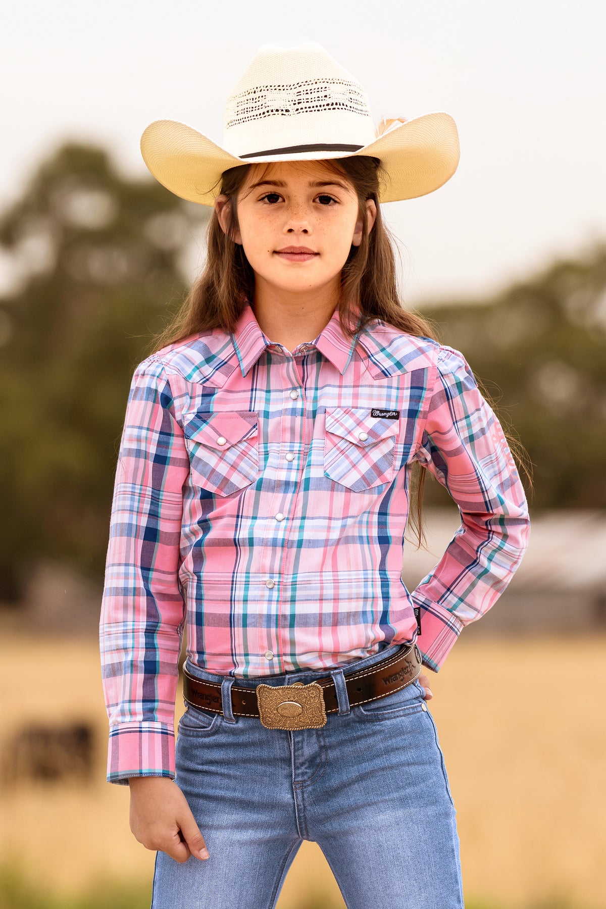Wrangler Girls Kiara Logo L/S Shirt (X6S5129603) Blue/Pink