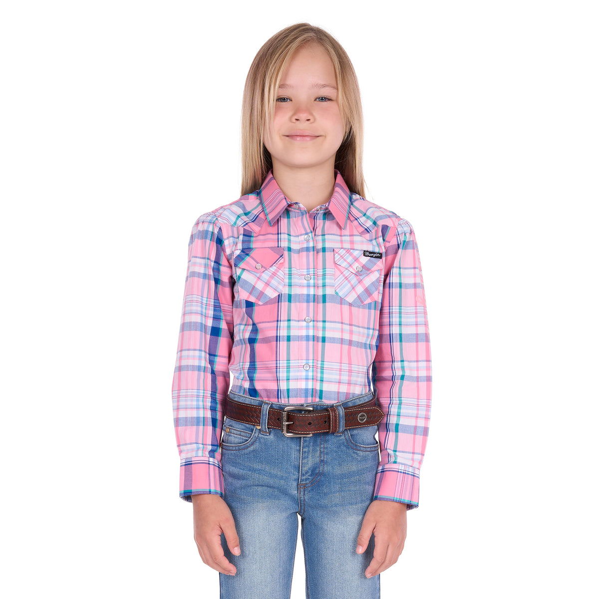 Wrangler Girls Kiara Logo L/S Shirt (X6S5129603) Blue/Pink