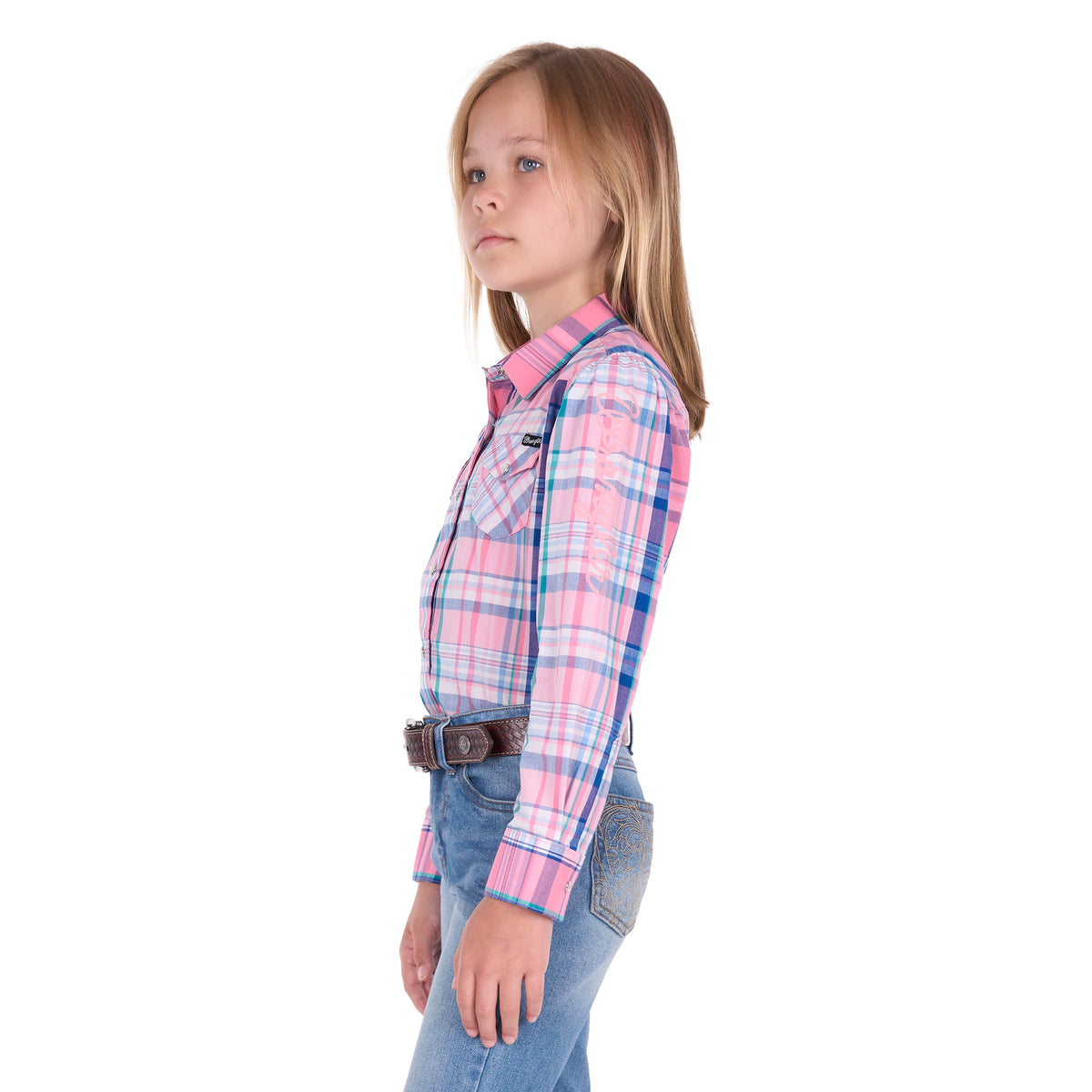 Wrangler Girls Kiara Logo L/S Shirt (X6S5129603) Blue/Pink