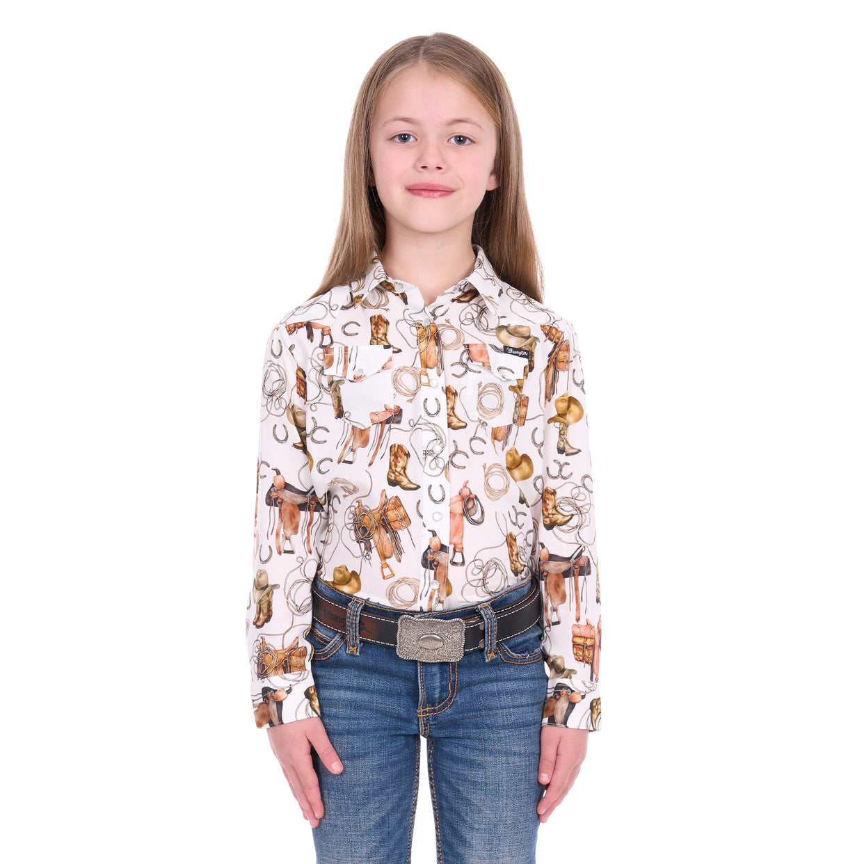Wrangler Girls Marilyn L/S Logo Shirt (X6W5129558) Ivory
