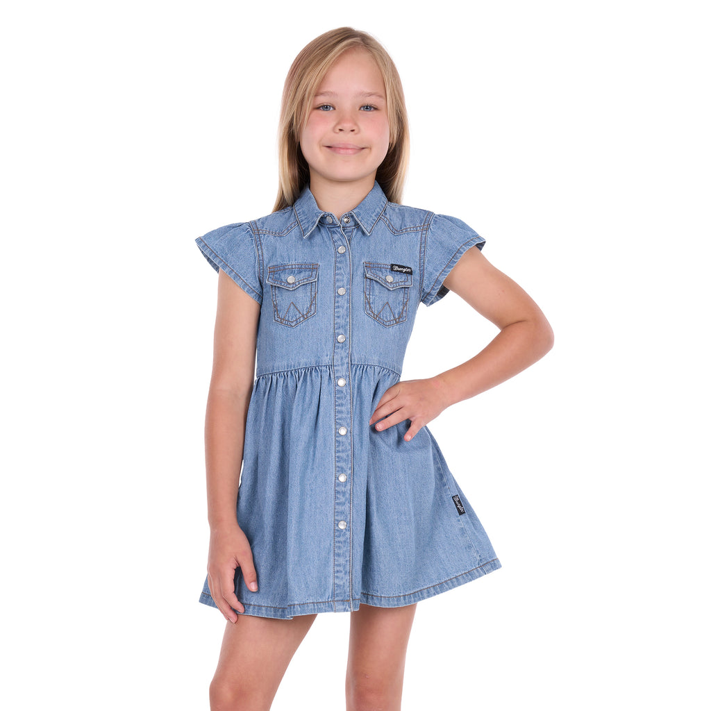 Wrangler Girls Poppy S/S Dress (X6S5401597) Chambray