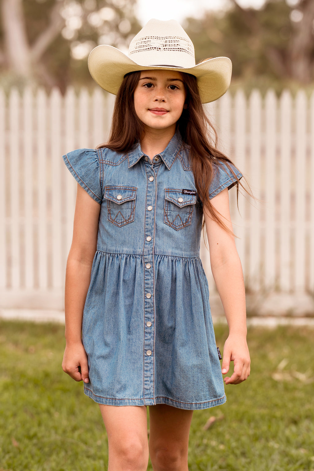 Wrangler Girls Poppy S/S Dress (X6S5401597) Chambray