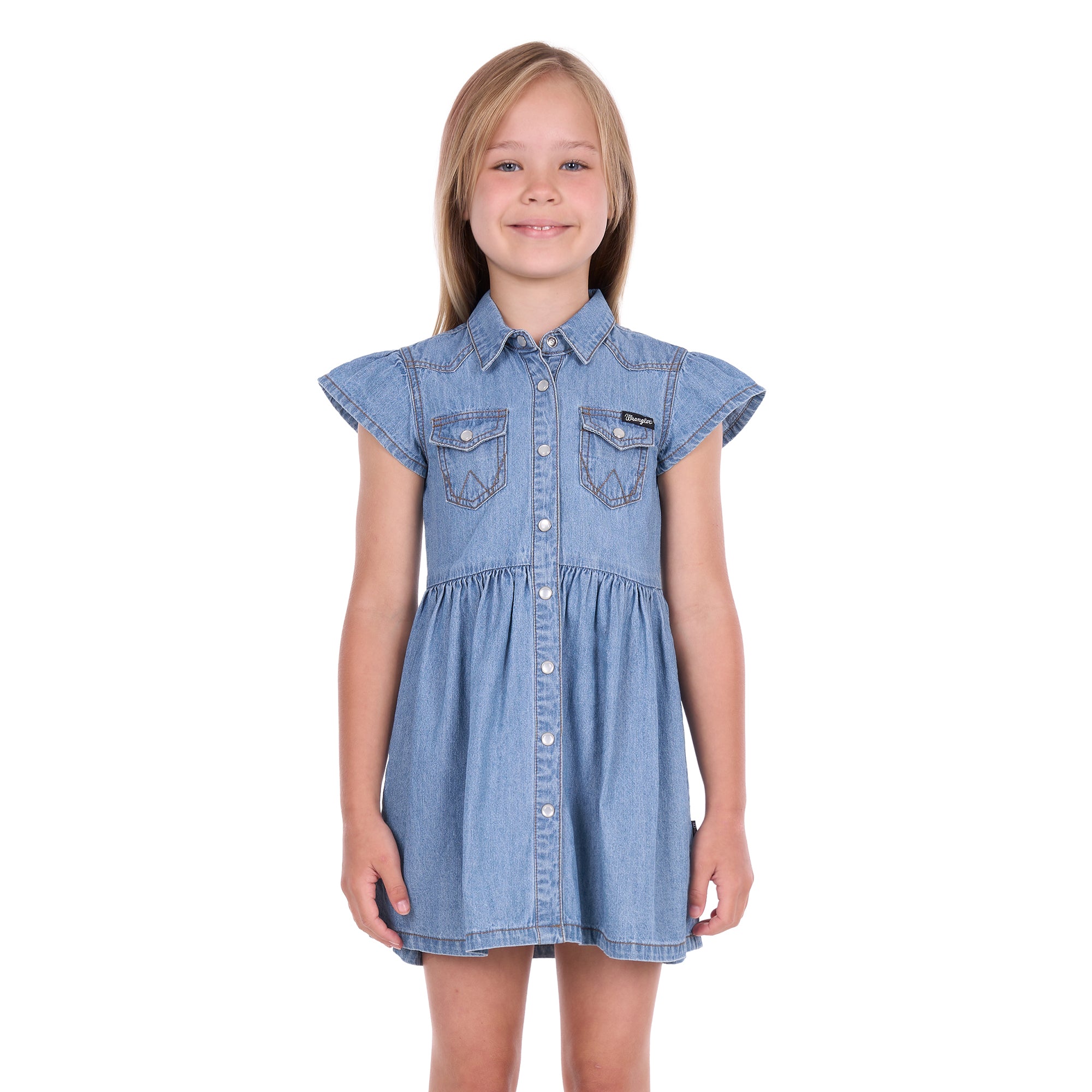 Wrangler Girls Poppy S/S Dress (X6S5401597) Chambray