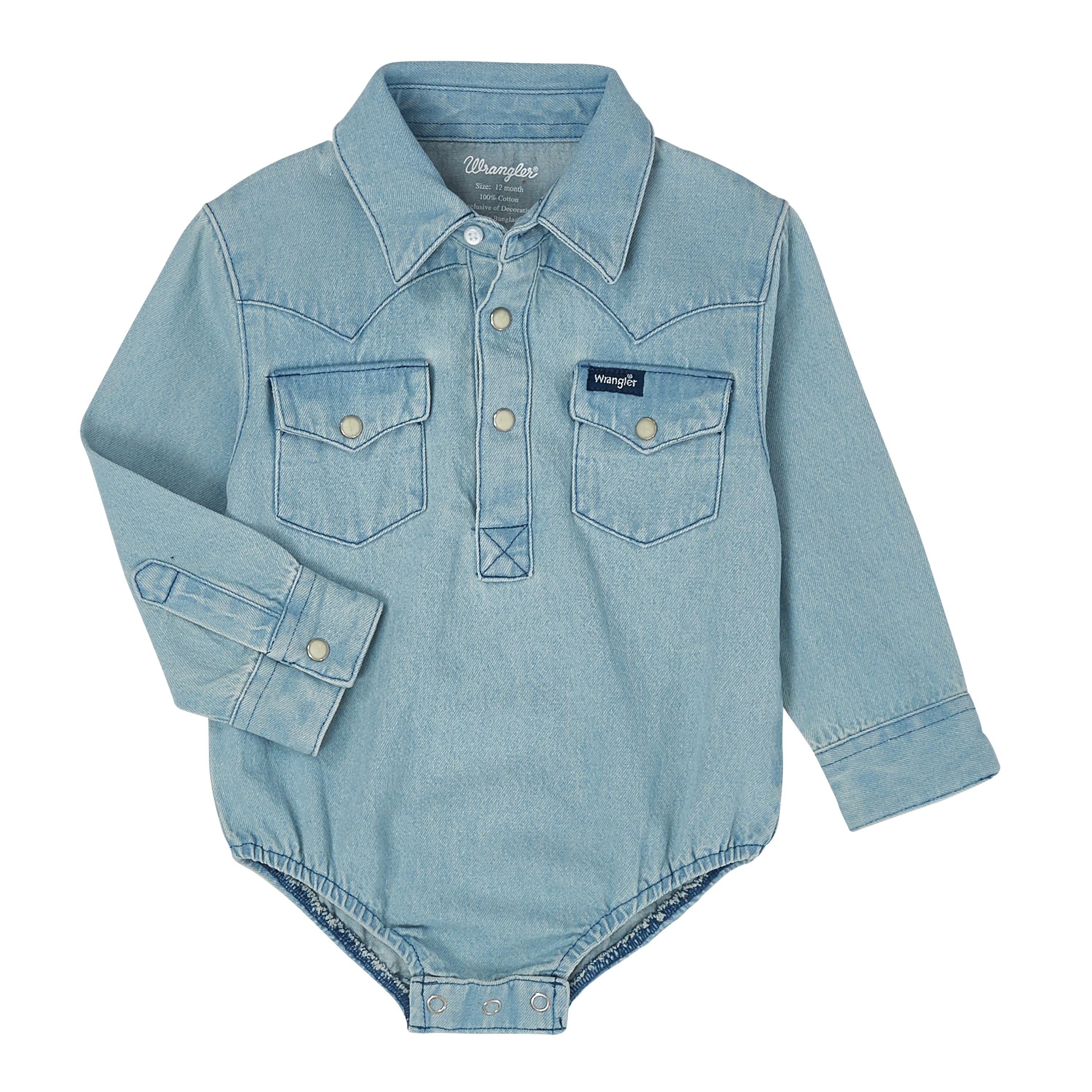 Wrangler Infants L/S Western Bodysuit (PQ1371D) Faded Blue