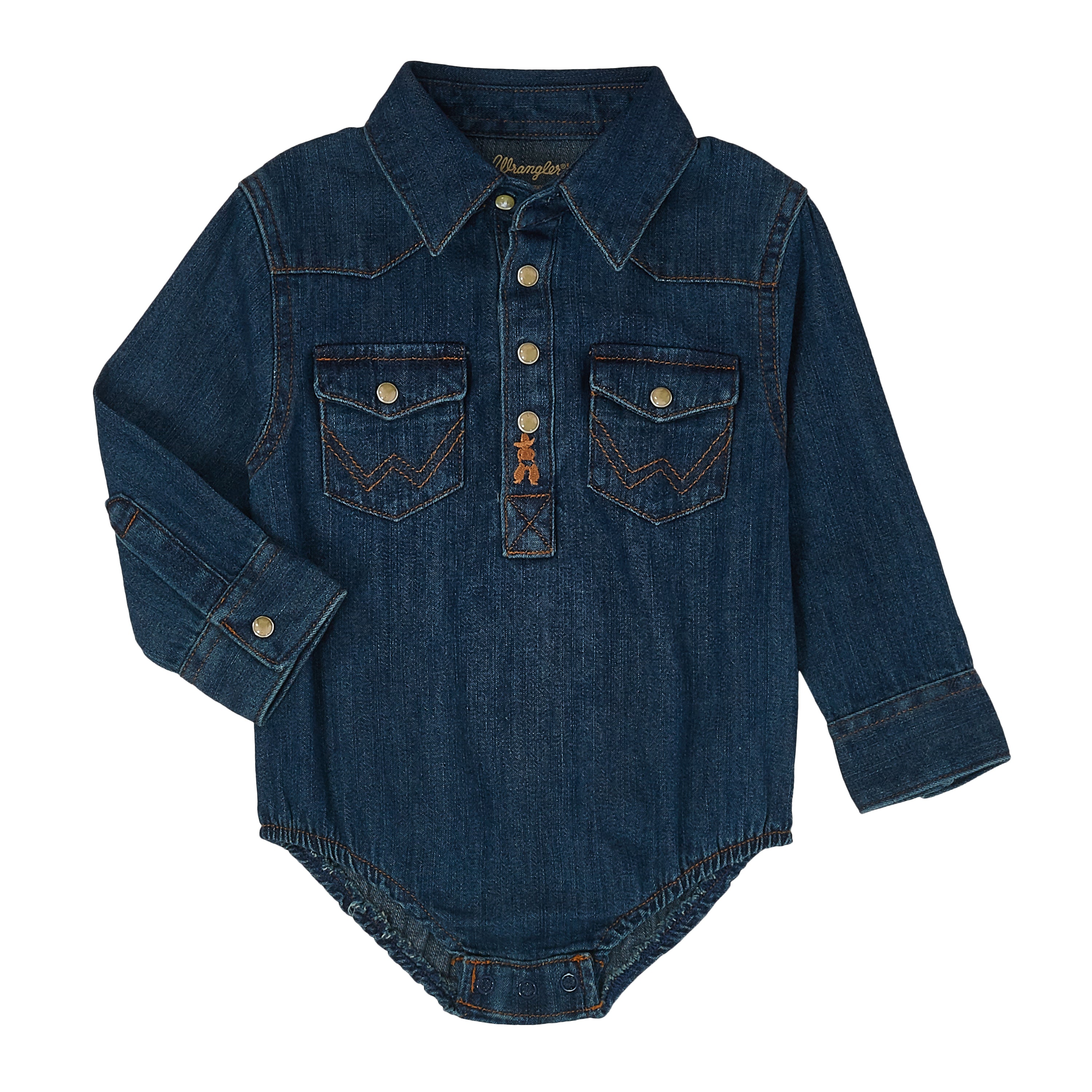 Wrangler Infants L/S Western Bodysuit (PQ4165D) Denim