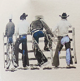 Close up detail of the front print on the Wrangler Josie High Profile Trucker Cap (X6S2943CAP) Cream/Light Blue