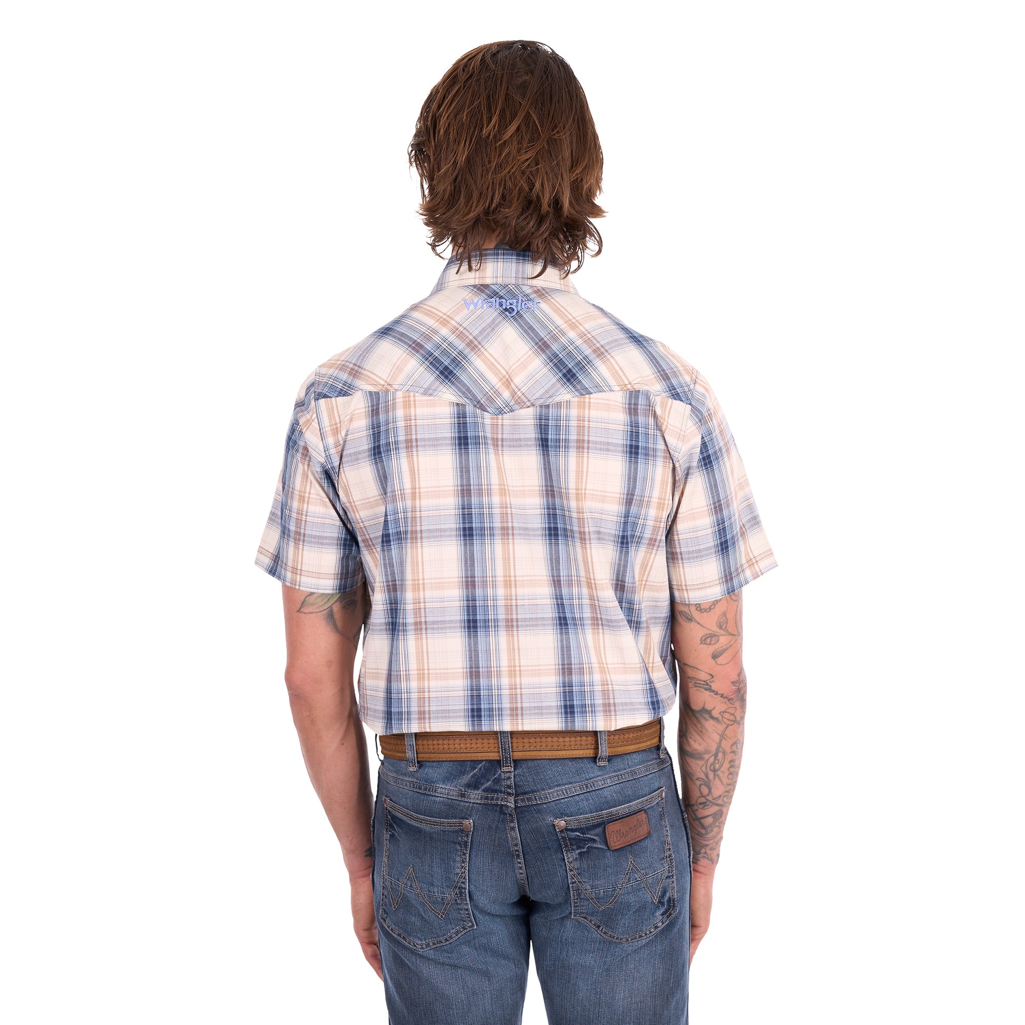 Wrangler Mens Adrian S/S Shirt (X6S1117672) Navy/Tan