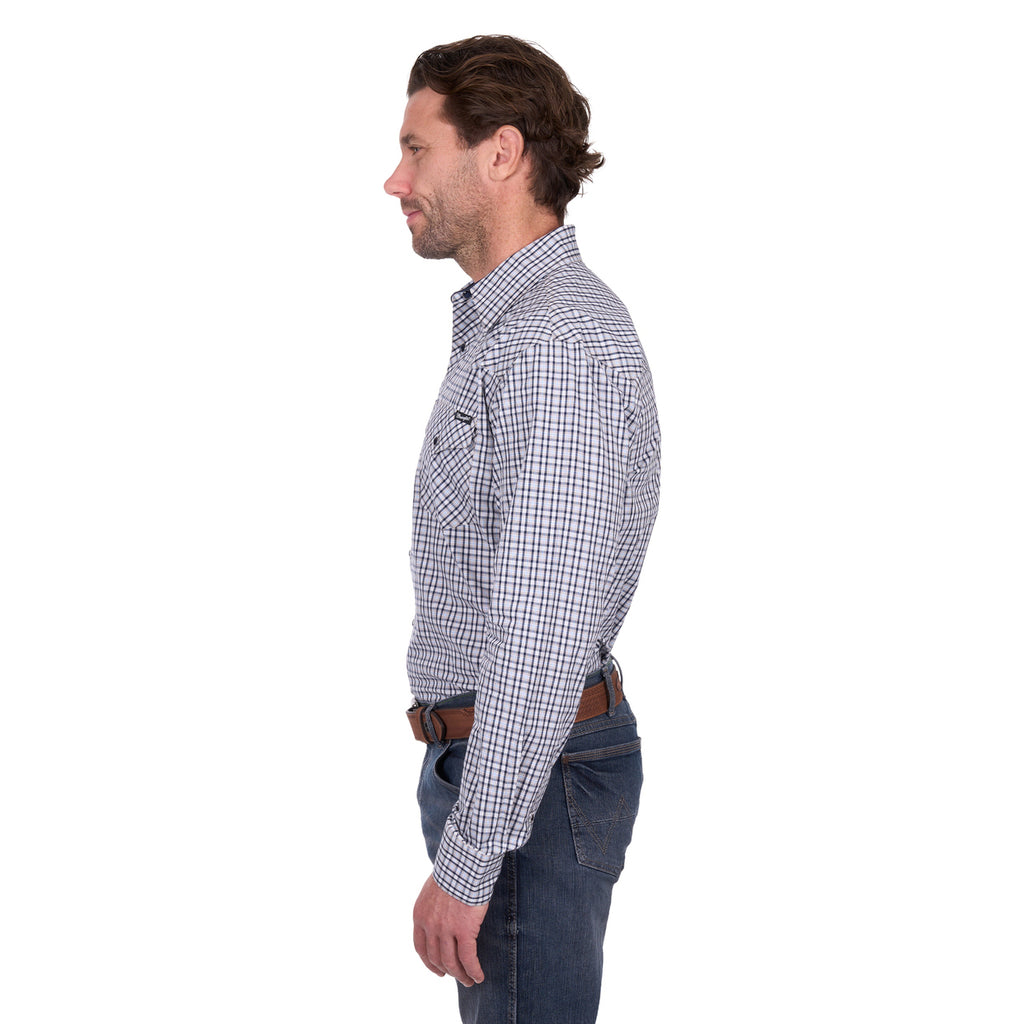 Wrangler Mens Carl L/S Shirt (X6W1111486) Navy/Tan