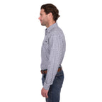 Wrangler Mens Carl L/S Shirt (X6W1111486) Navy/Tan
