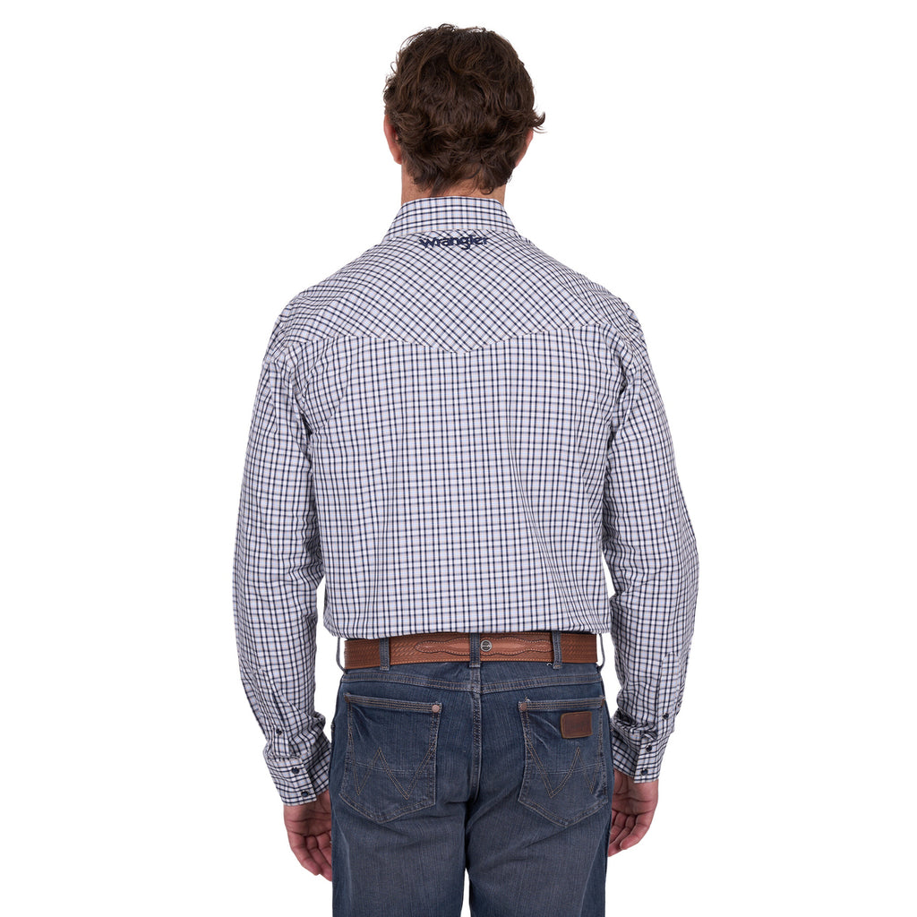 Wrangler Mens Carl L/S Shirt (X6W1111486) Navy/Tan