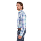 Wrangler Mens Dale L/S Shirt (X6S1115671) Light Green/Blue