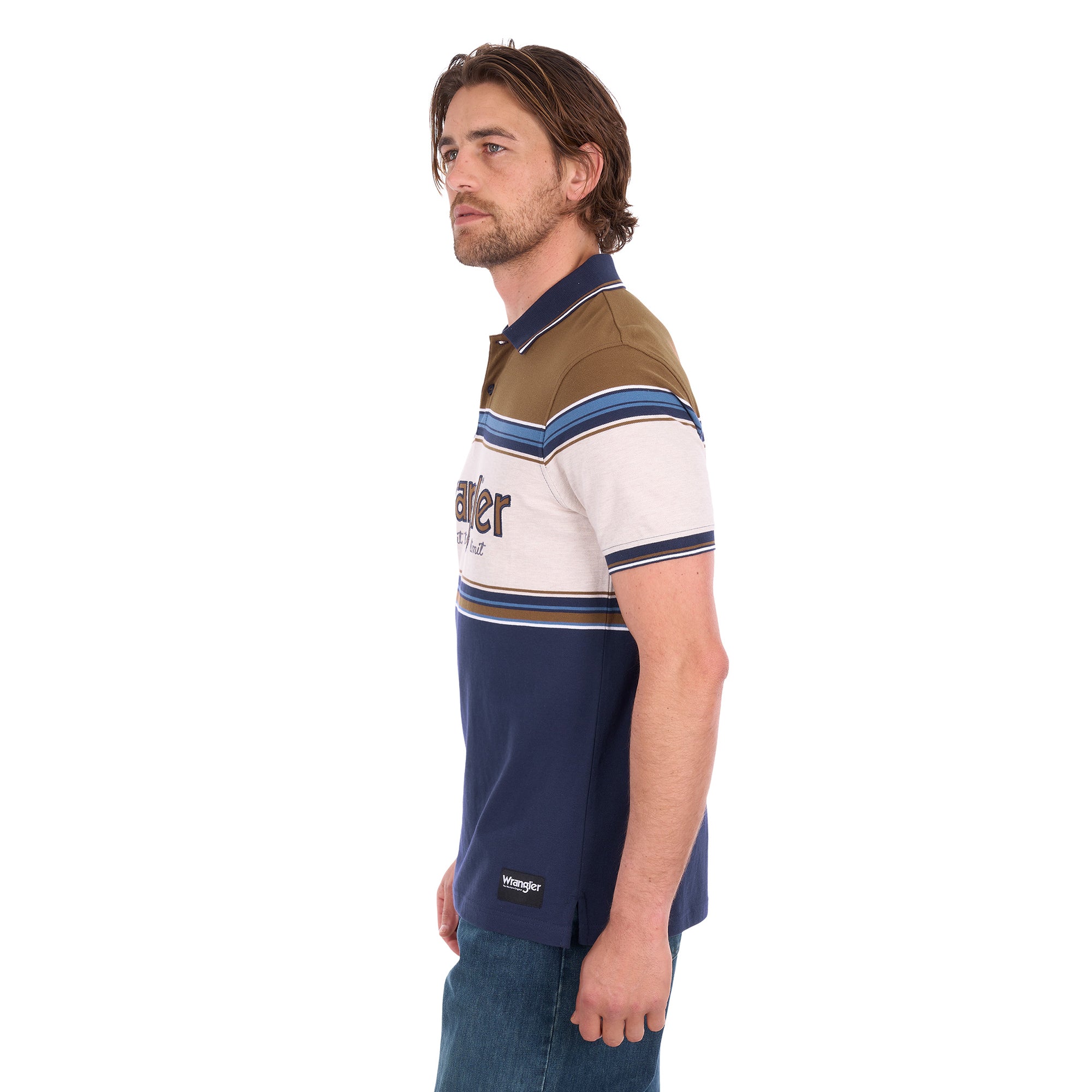 Wrangler Mens Daniel S/S Polo (X6S1566675) Navy/Tan