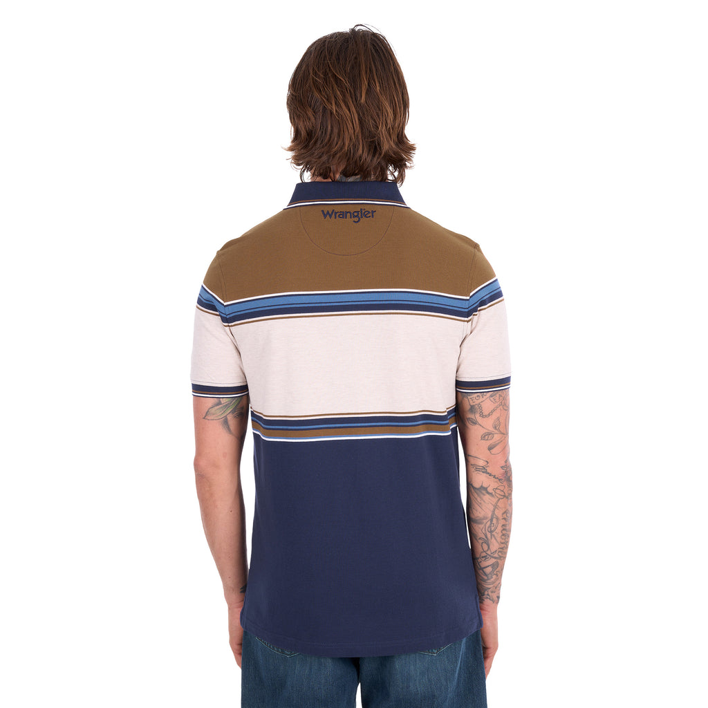 Wrangler Mens Daniel S/S Polo (X6S1566675) Navy/Tan