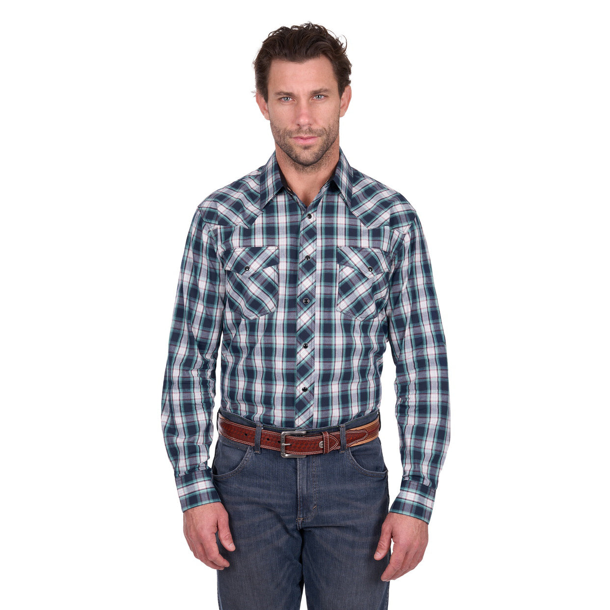 Wrangler Mens Dustin L/S Shirt (X6W1112482) Black/Green