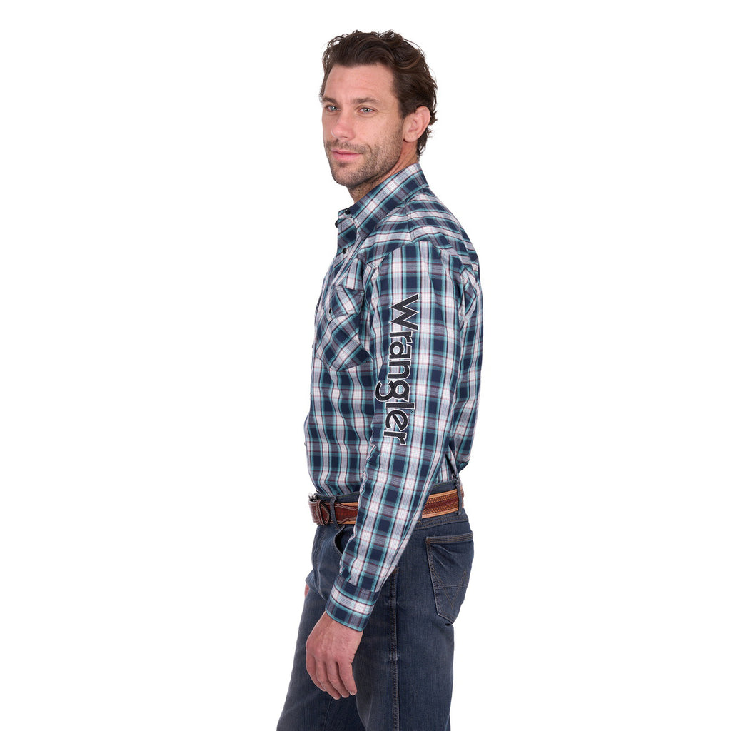 Wrangler Mens Dustin Logo L/S Shirt (X6W1111482) Black/Green