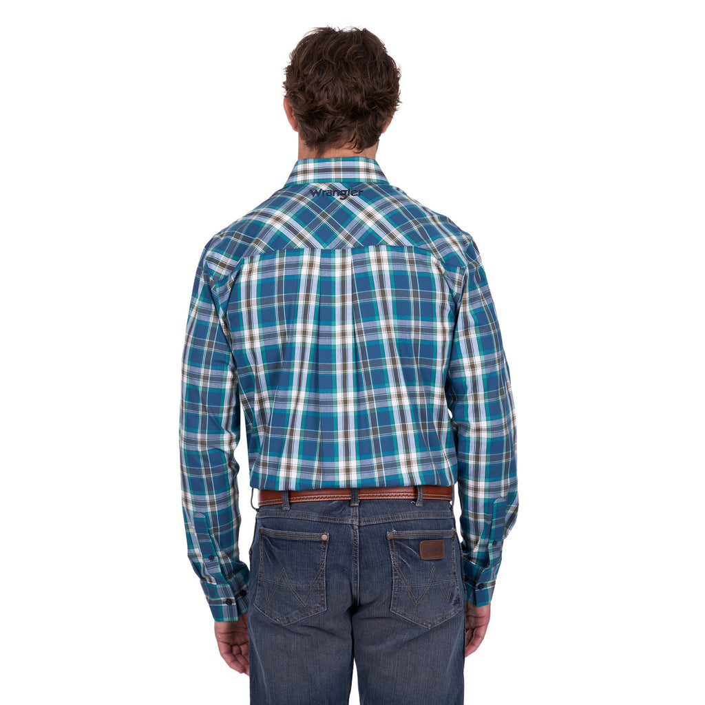 Wrangler Mens Erik L/S Shirt (X6W1115491) Blue/Cypress