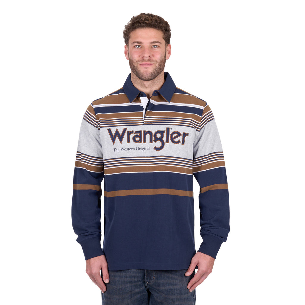 Wrangler Mens Federick Rugby (X6W1552501) Navy/Tan